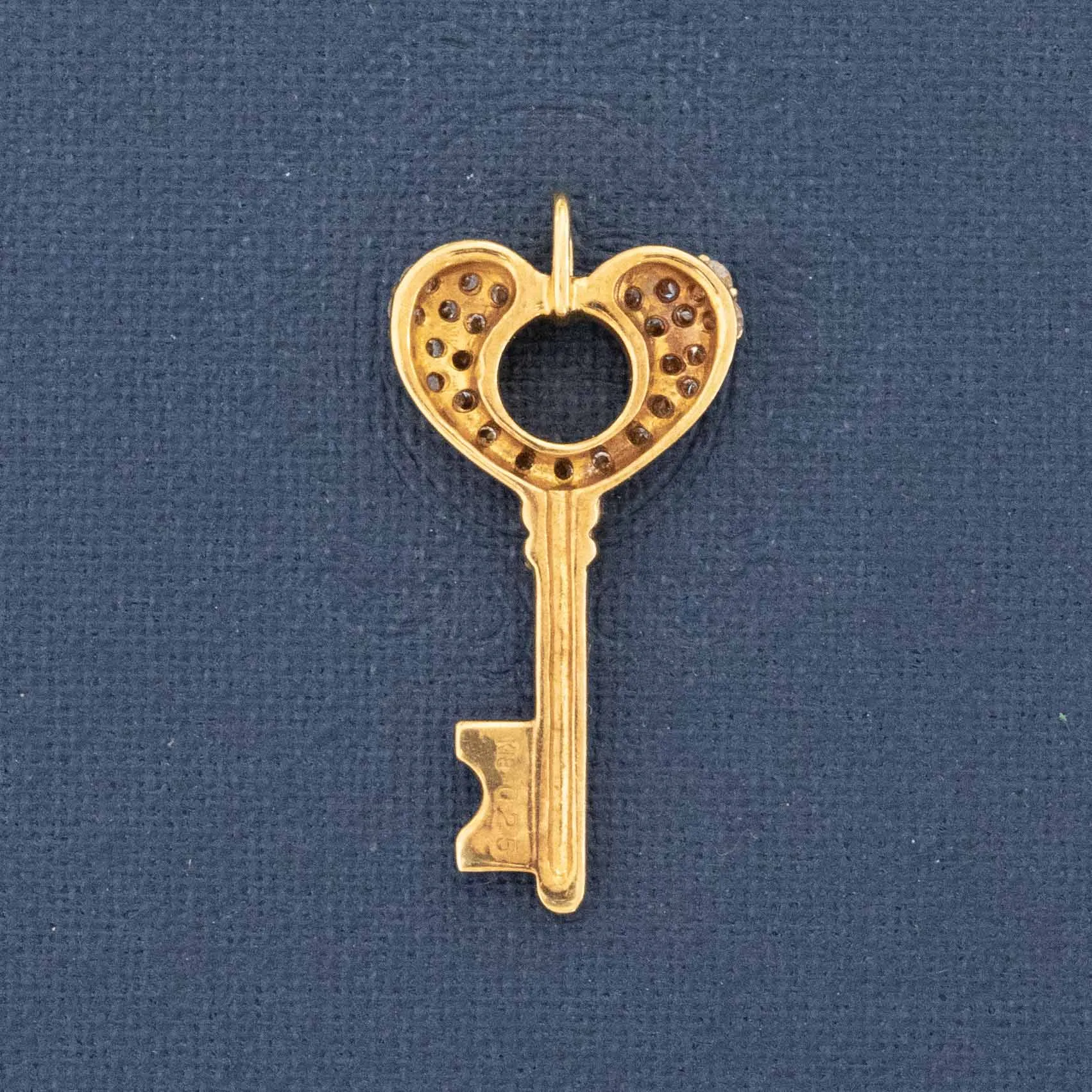 .25ctw Vintage Diamond Cluster Heart Key Charm