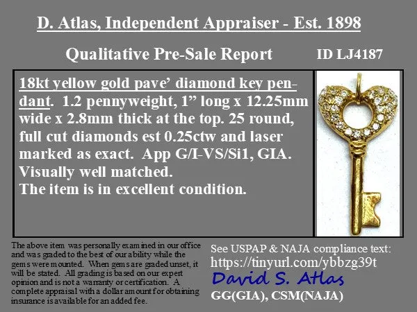 .25ctw Vintage Diamond Cluster Heart Key Charm