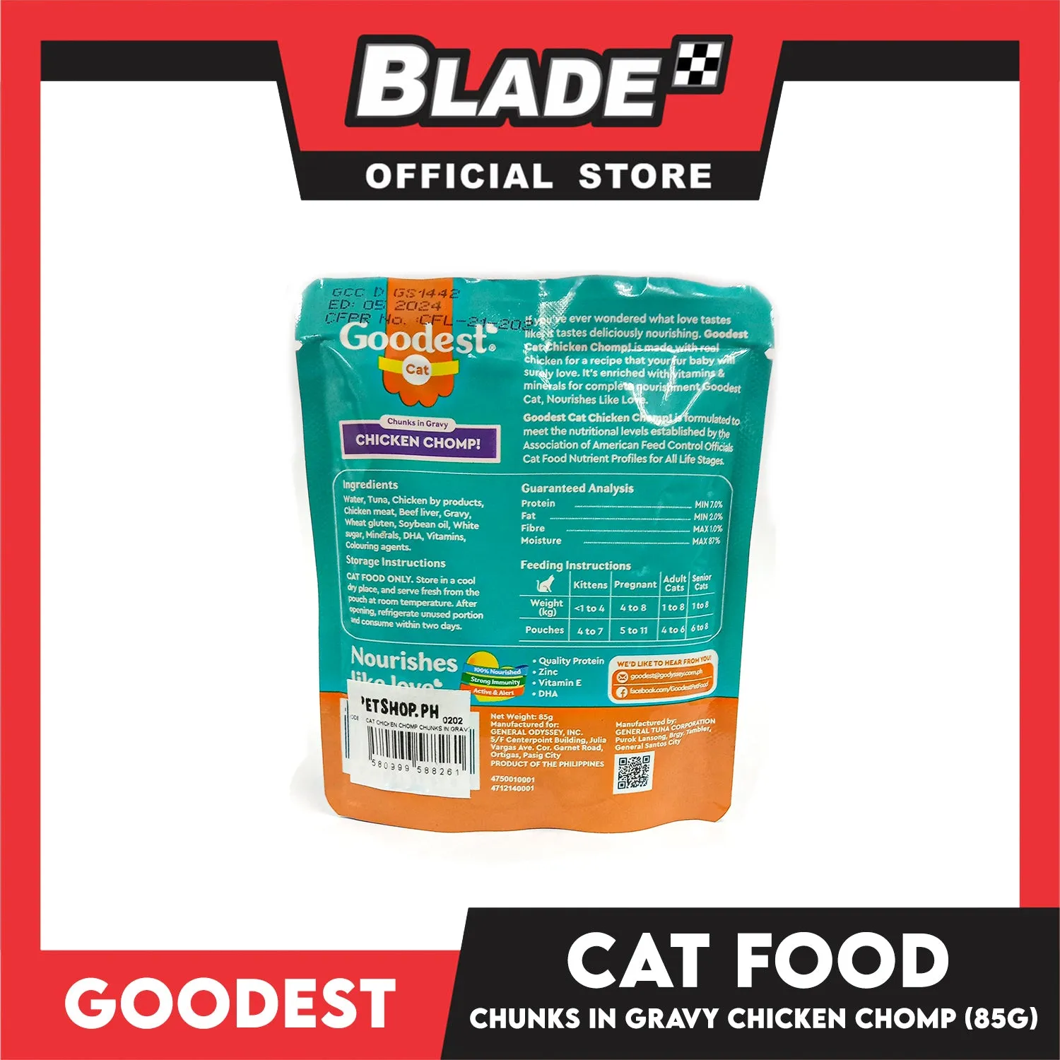 2pcs Goodest Cat Chicken Chomp Chunks In Gravy 85g Wet Cat Food
