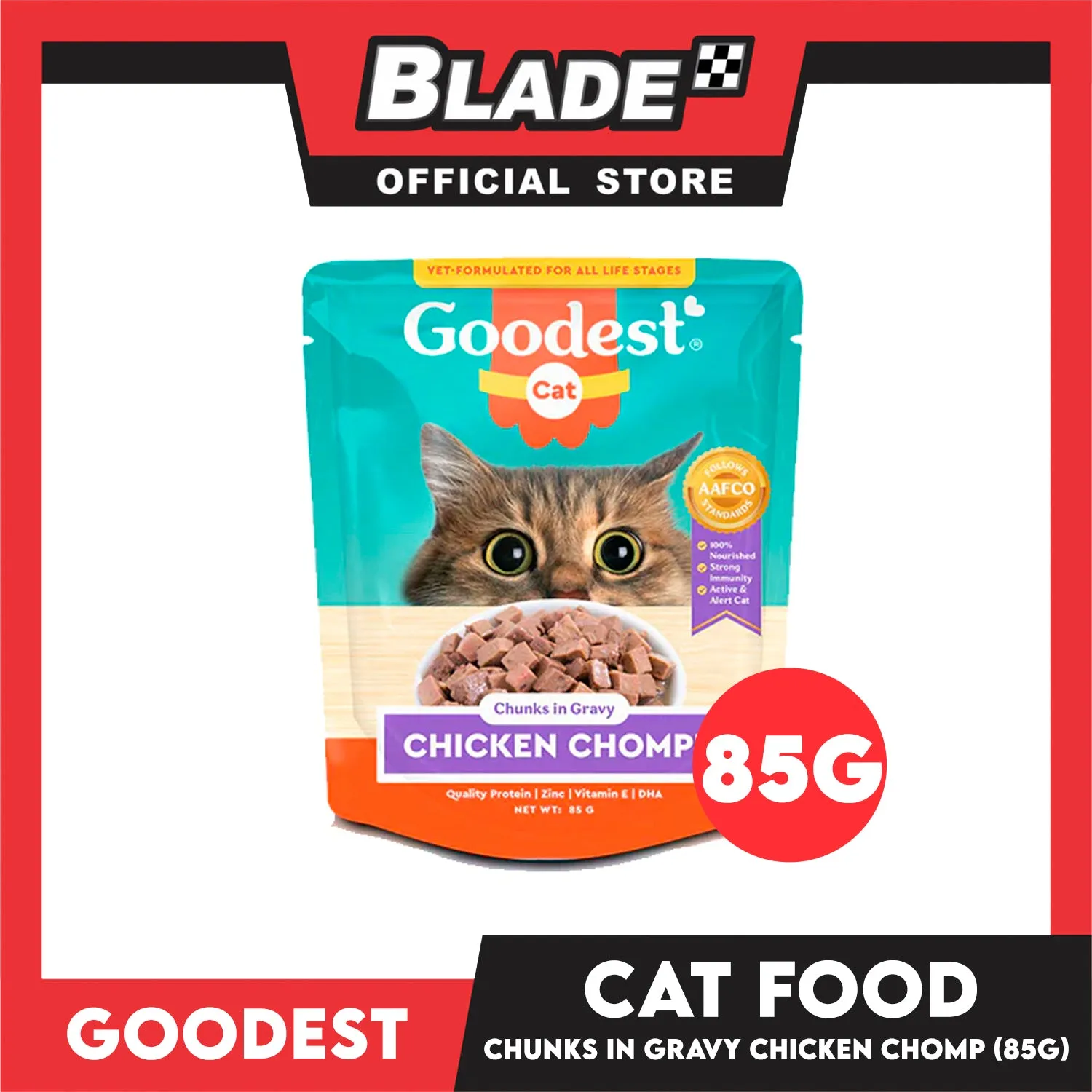 2pcs Goodest Cat Chicken Chomp Chunks In Gravy 85g Wet Cat Food