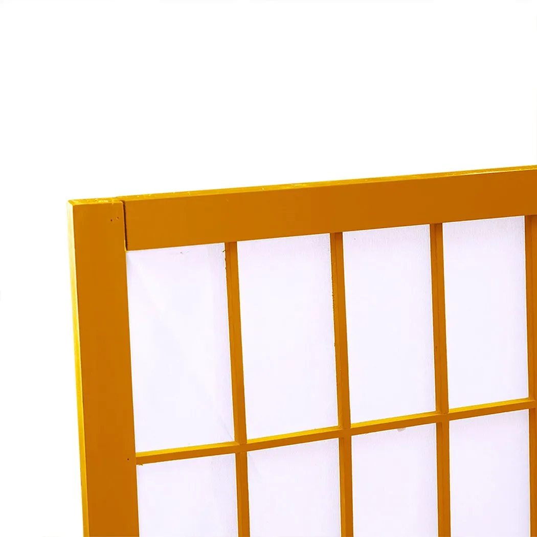 4 Panel Free Standing Foldable  Room Divider Privacy Screen Wood Frame