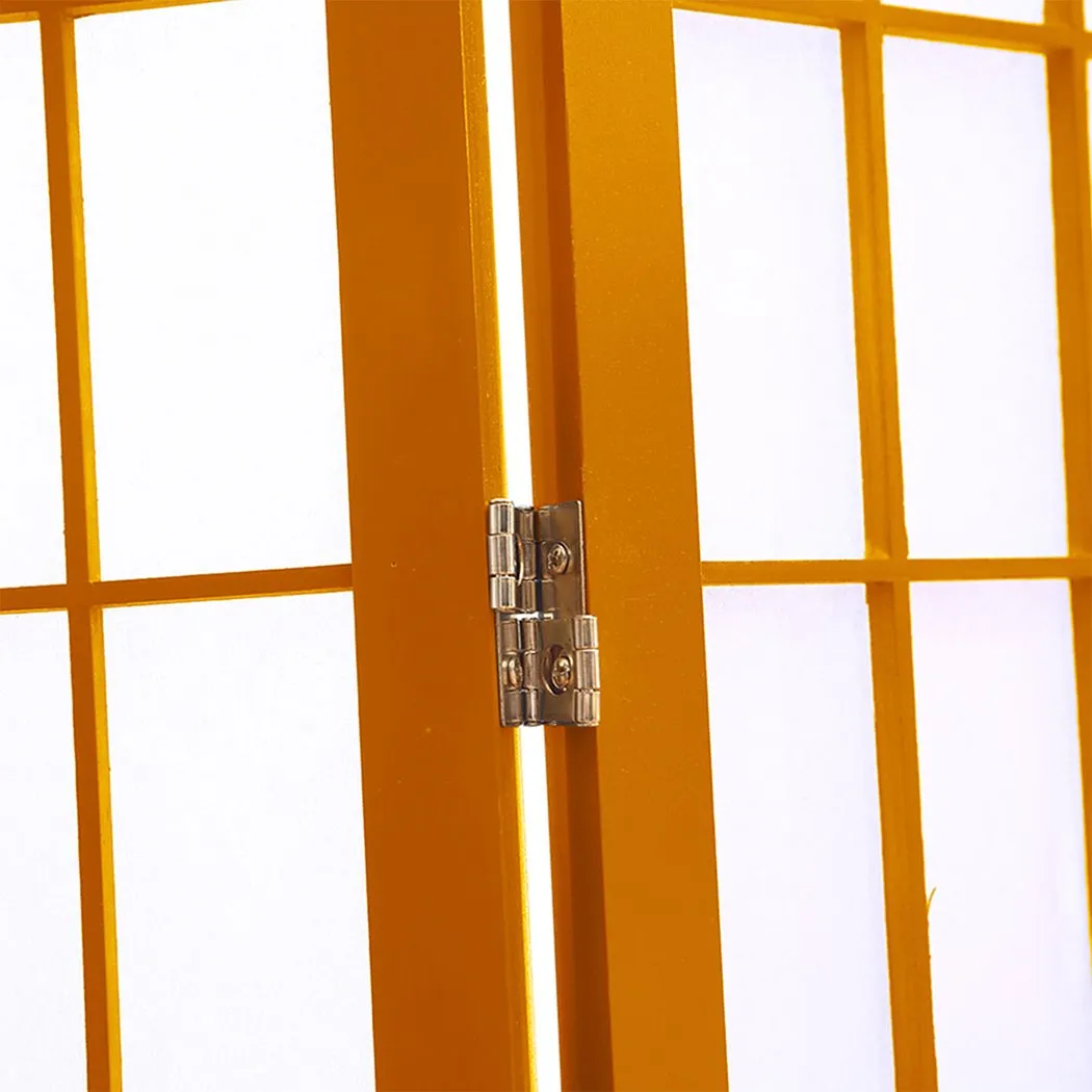 4 Panel Free Standing Foldable  Room Divider Privacy Screen Wood Frame