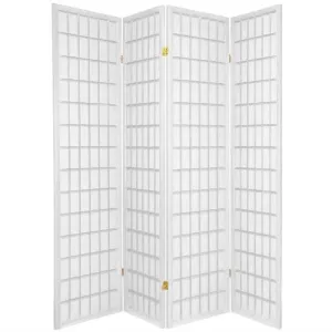 4-Panel Room Divider Oriental Shoji Privacy Screen in White