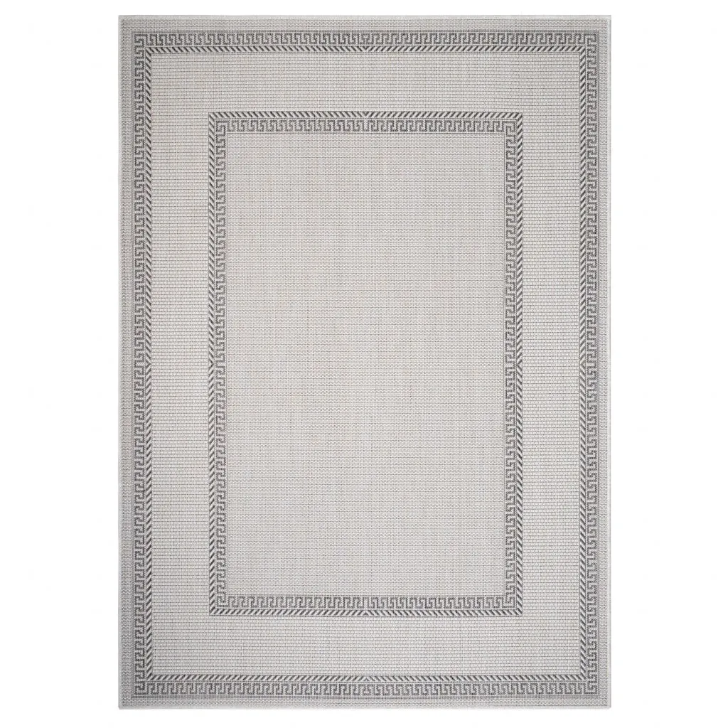 5’ x 7’ Gray Double Border Indoor Outdoor Area Rug