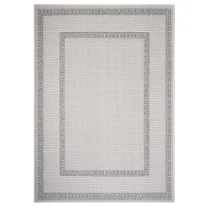 5’ x 7’ Gray Double Border Indoor Outdoor Area Rug