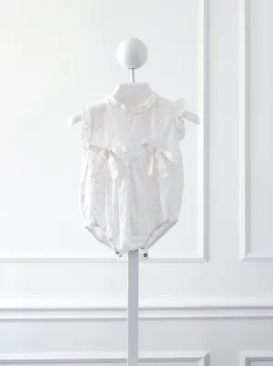 [6-12m] White Eyelet Baby Vintage Romper