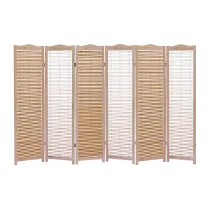 6 Panel Free Standing Foldable  Room Divider Privacy Screen Wood Frame