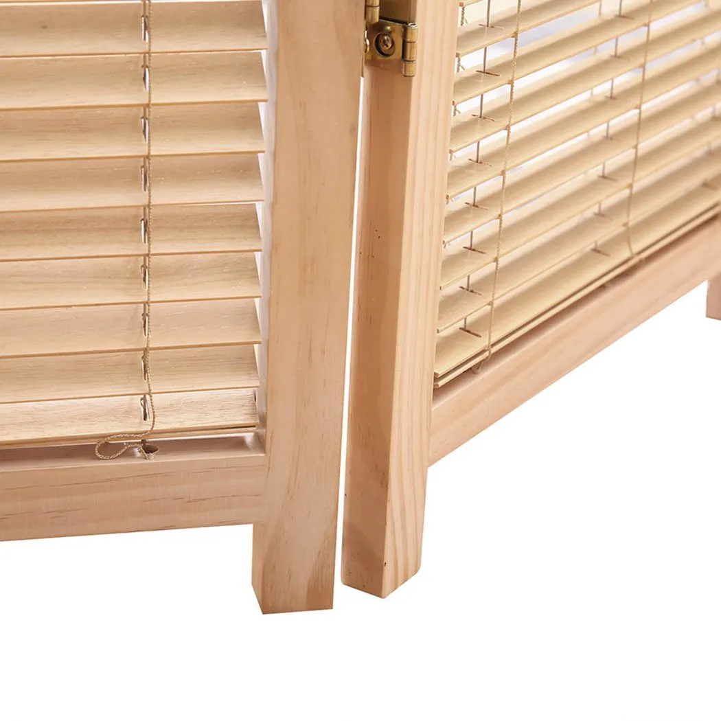 6 Panel Free Standing Foldable  Room Divider Privacy Screen Wood Frame