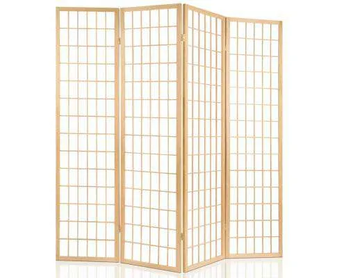 6 Panel Room Divider Privacy Screen Foldable Pine Wood Stand - Natural