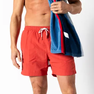 6" Solid Sailport Swim Short - Classic Red