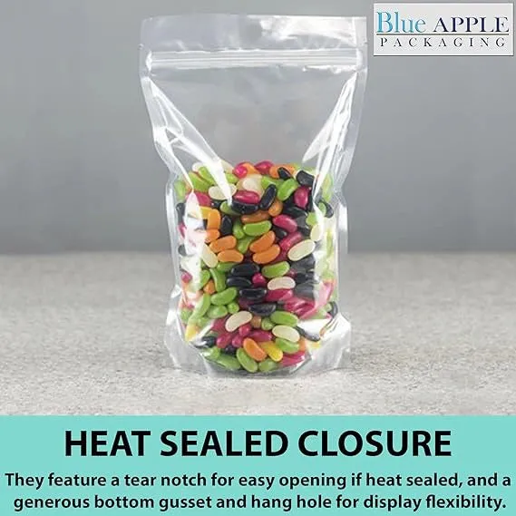 7X11   4 BG inches Clear Stand-Up Pouches with Hang Hole 2.7 mil