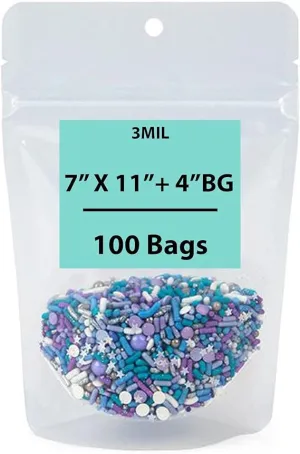 7X11   4 BG inches Clear Stand-Up Pouches with Hang Hole 2.7 mil
