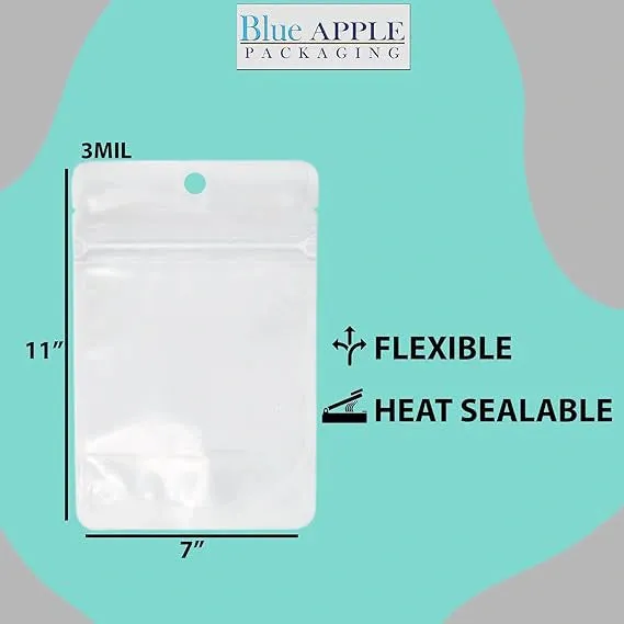 7X11   4 BG inches Clear Stand-Up Pouches with Hang Hole 2.7 mil