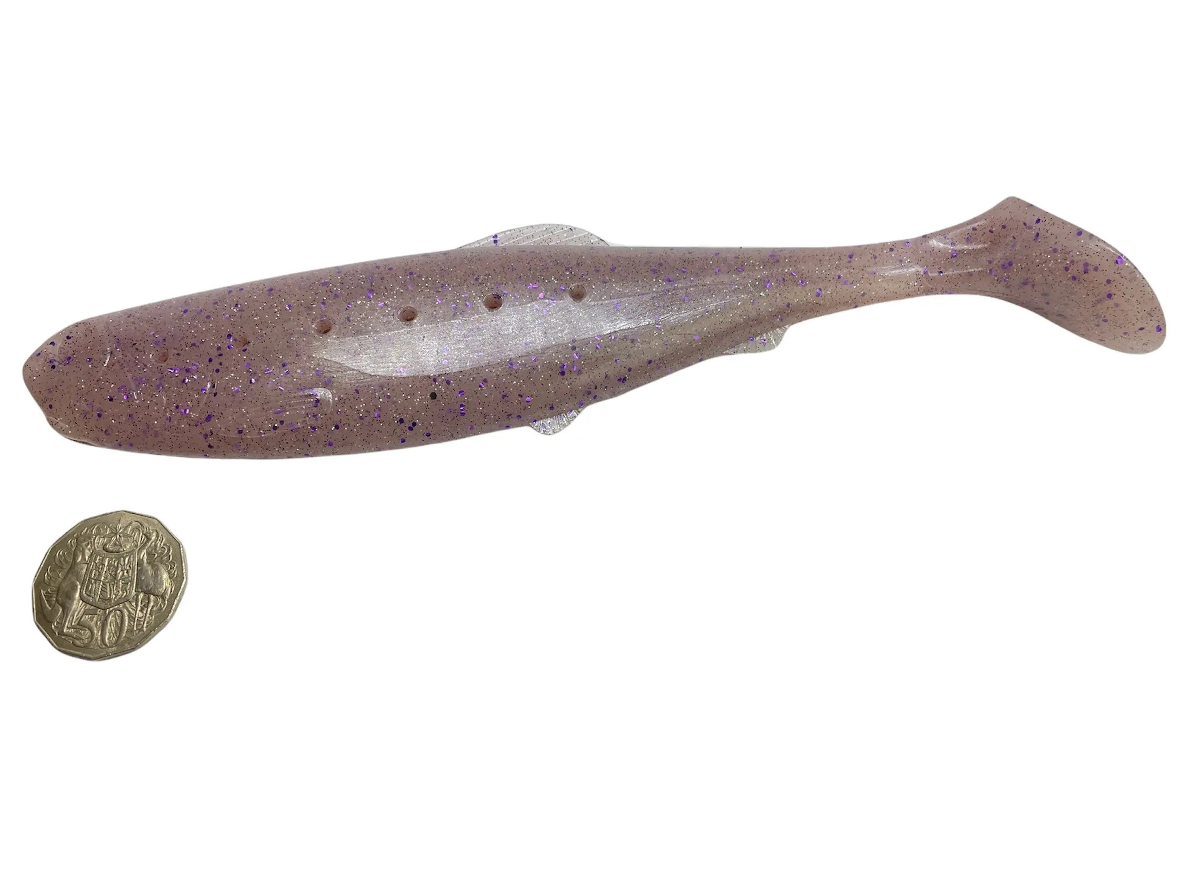 8 inch paddle tail pack of 2 pink & green new hollow compartment