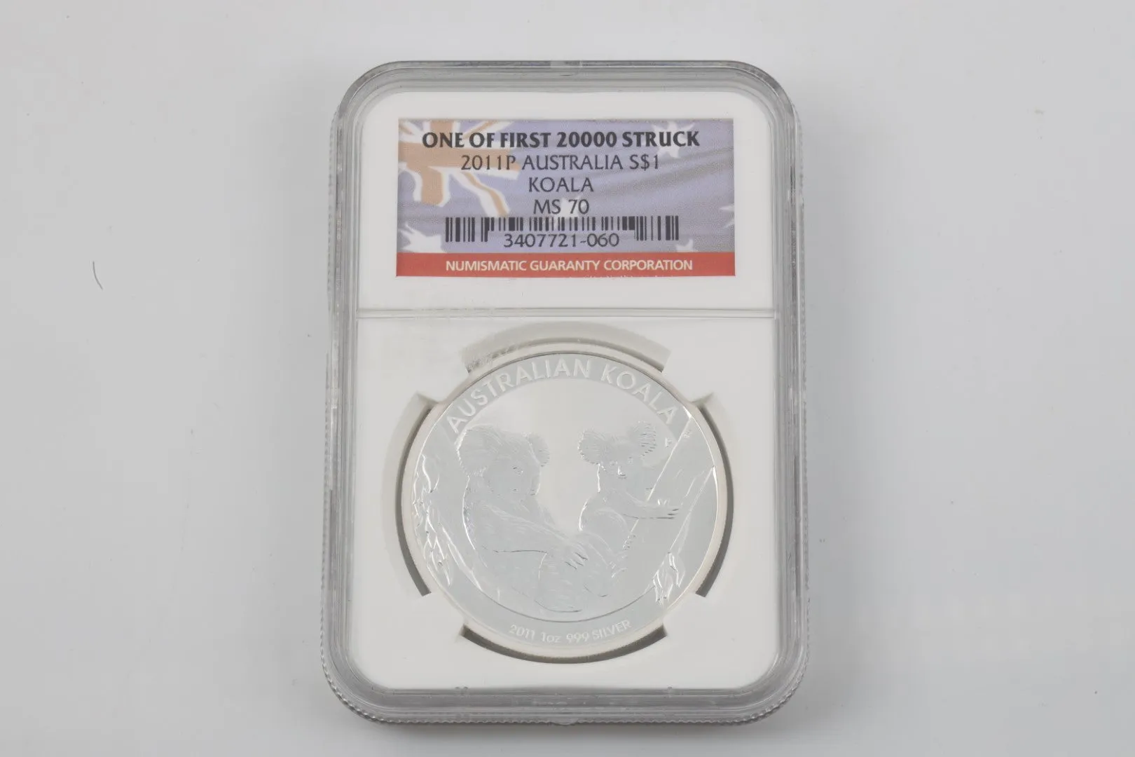 999 Silver 2011P MS70 First Strike Australia Koala Coin (31.10g.)