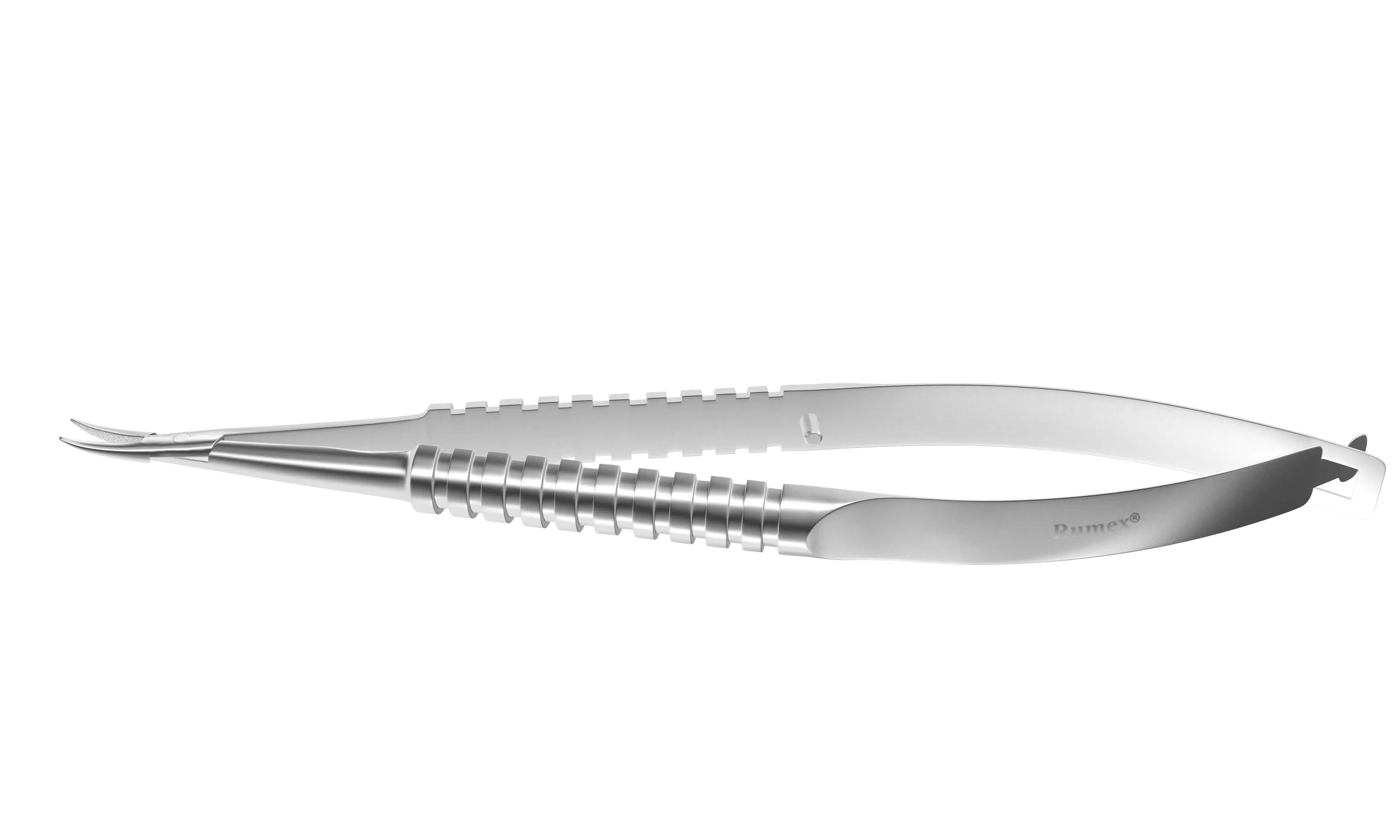 999R 8-041S Barraquer Needle Holder, 12.00 mm Fine Jaws, Curved, without Lock, Medium Size, Length 115 mm, Stainless Steel