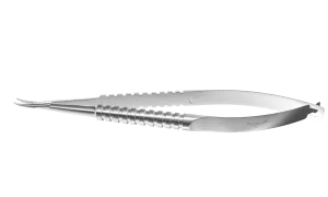 999R 8-041S Barraquer Needle Holder, 12.00 mm Fine Jaws, Curved, without Lock, Medium Size, Length 115 mm, Stainless Steel