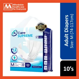 A-Care Supreme Adult Diapers Size M 10's (74-117cm)