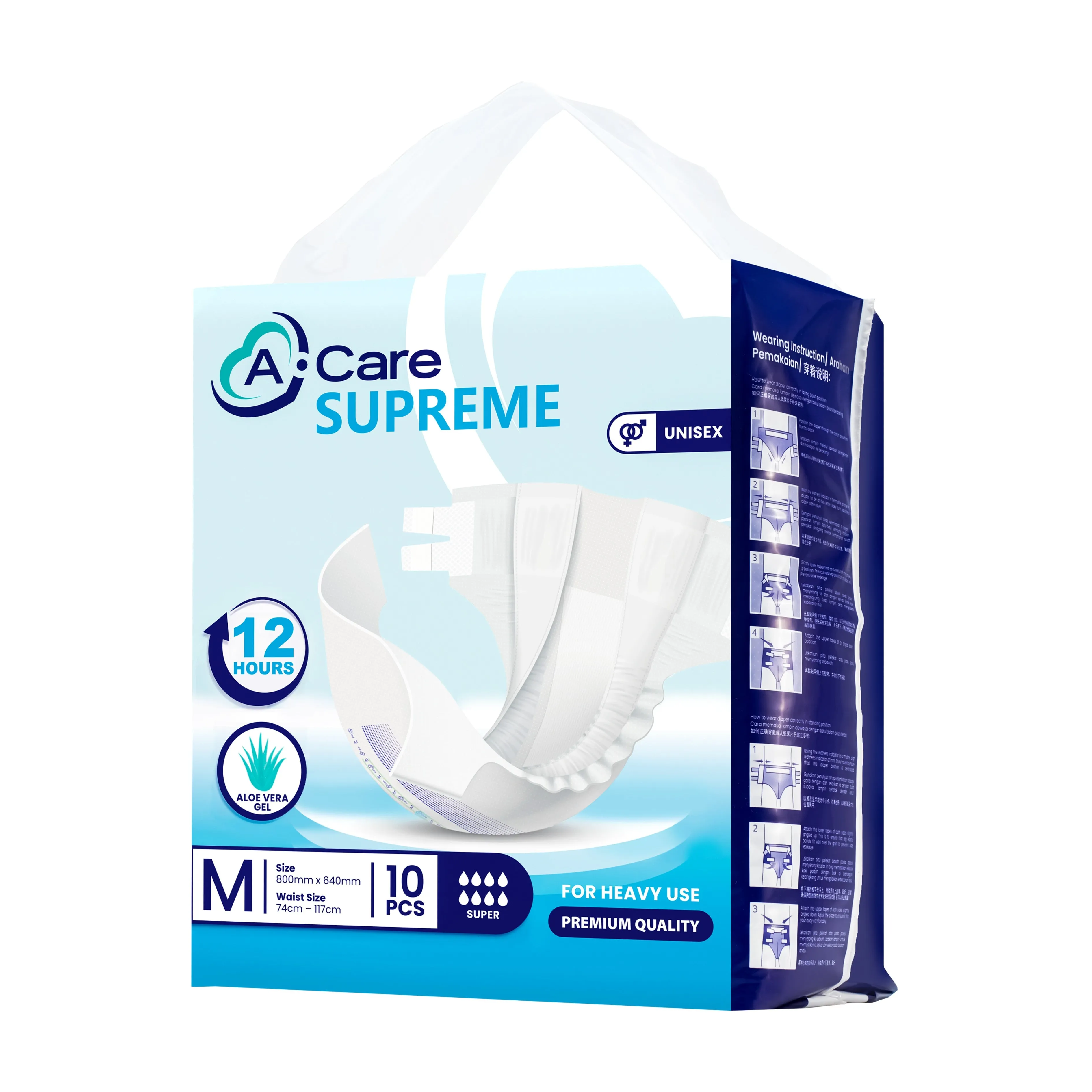 A-Care Supreme Adult Diapers Size M 10's (74-117cm)