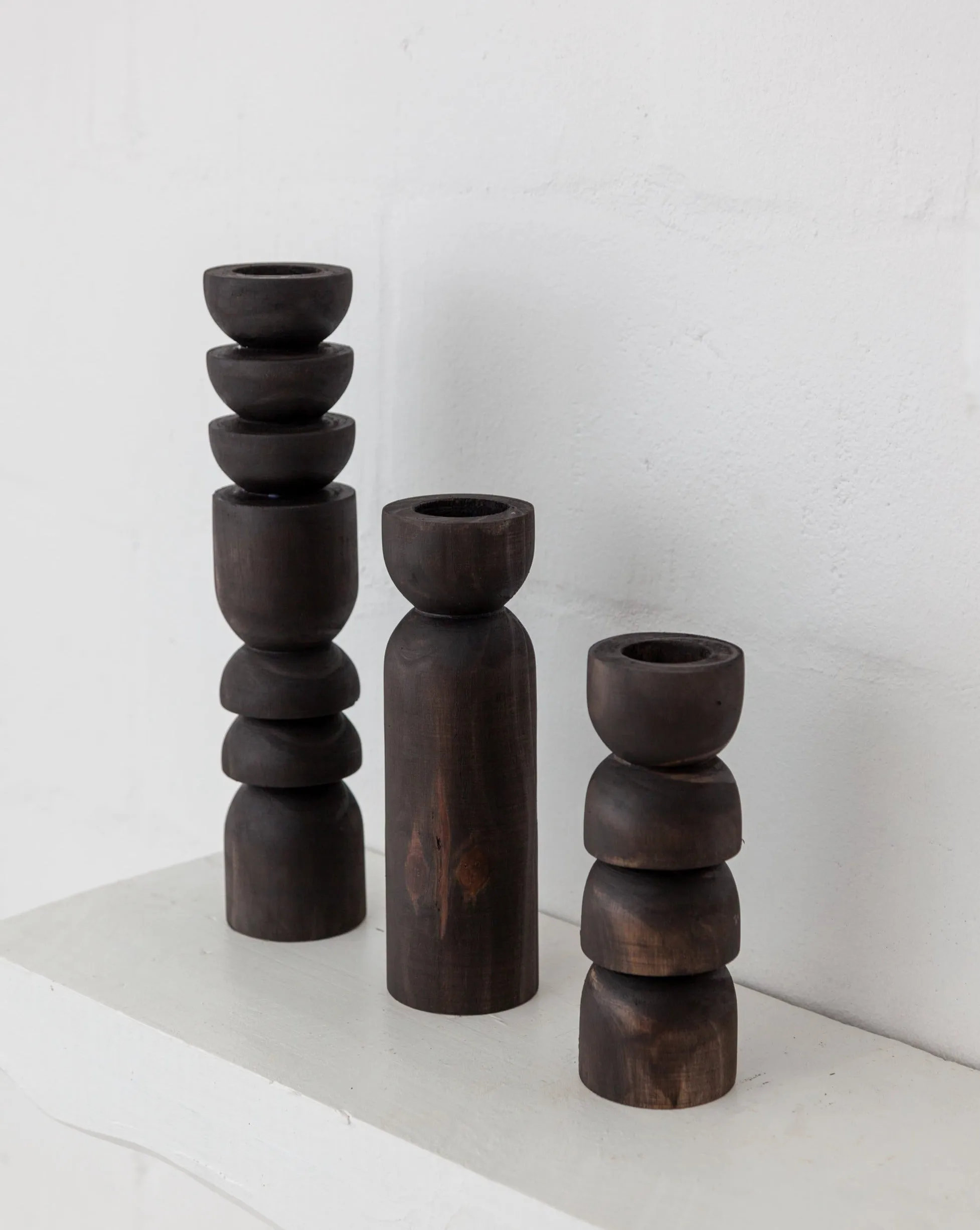 Abstract Wooden Tealight Totem Candle Holder