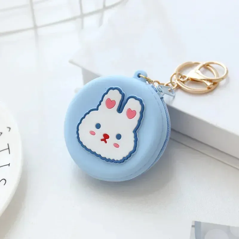 Adorable Animal Friends Silicone Coin Purse 🐾💖 - Cute Round Wallet for Kids & Adults! 🐻🎀