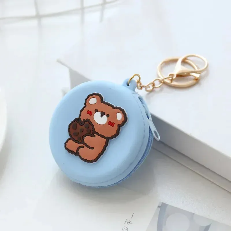 Adorable Animal Friends Silicone Coin Purse 🐾💖 - Cute Round Wallet for Kids & Adults! 🐻🎀