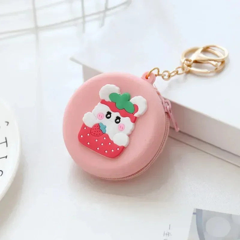 Adorable Animal Friends Silicone Coin Purse 🐾💖 - Cute Round Wallet for Kids & Adults! 🐻🎀
