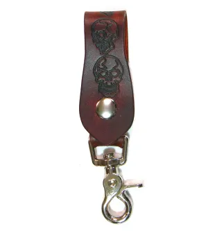 AK07-MS  Antique Finish Claw Hook Key Fob- Multi-Skulls