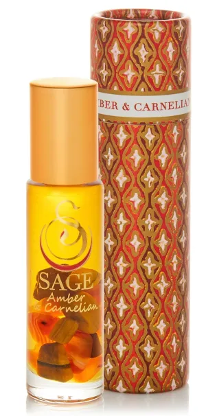 Amber & Carnelian Blend 1/4 oz Gemstone Perfume Oil Concentrate Roll-On by Sage