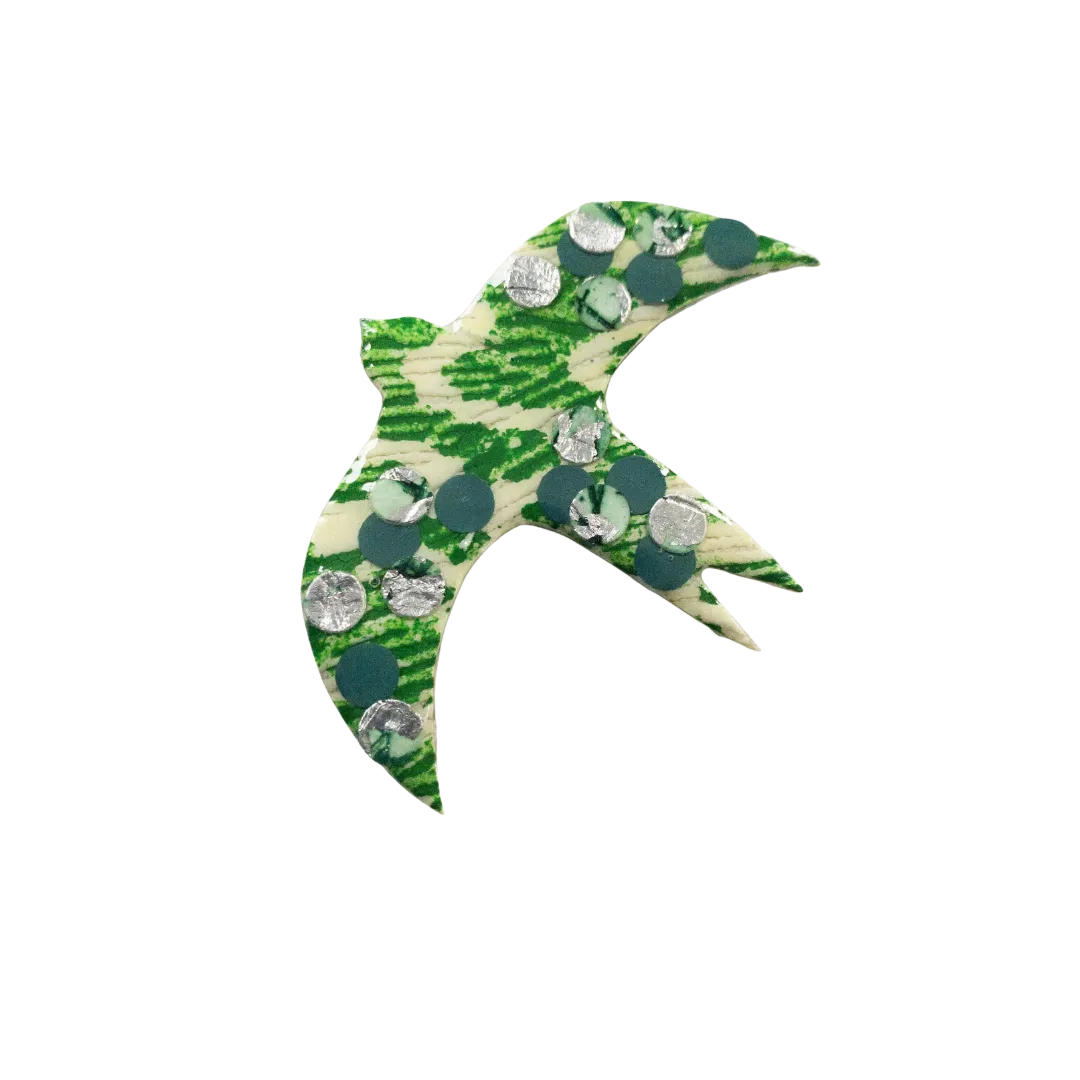 Éan Bird Batik Textile Brooch
