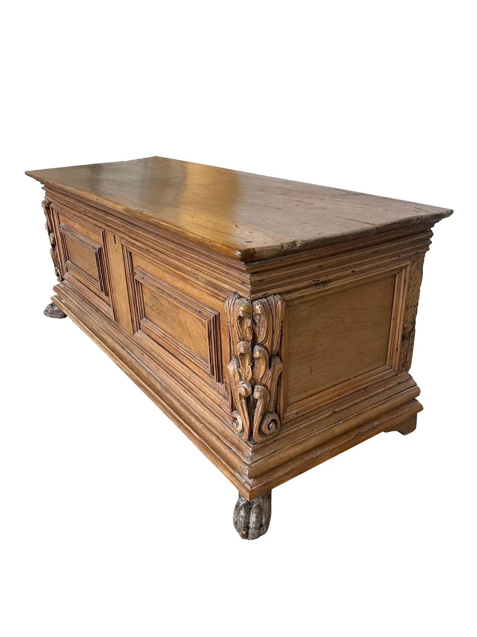 Antique 18th Century Carved Continental Coffer Chest