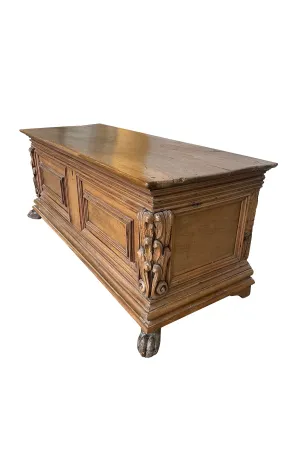 Antique 18th Century Carved Continental Coffer Chest