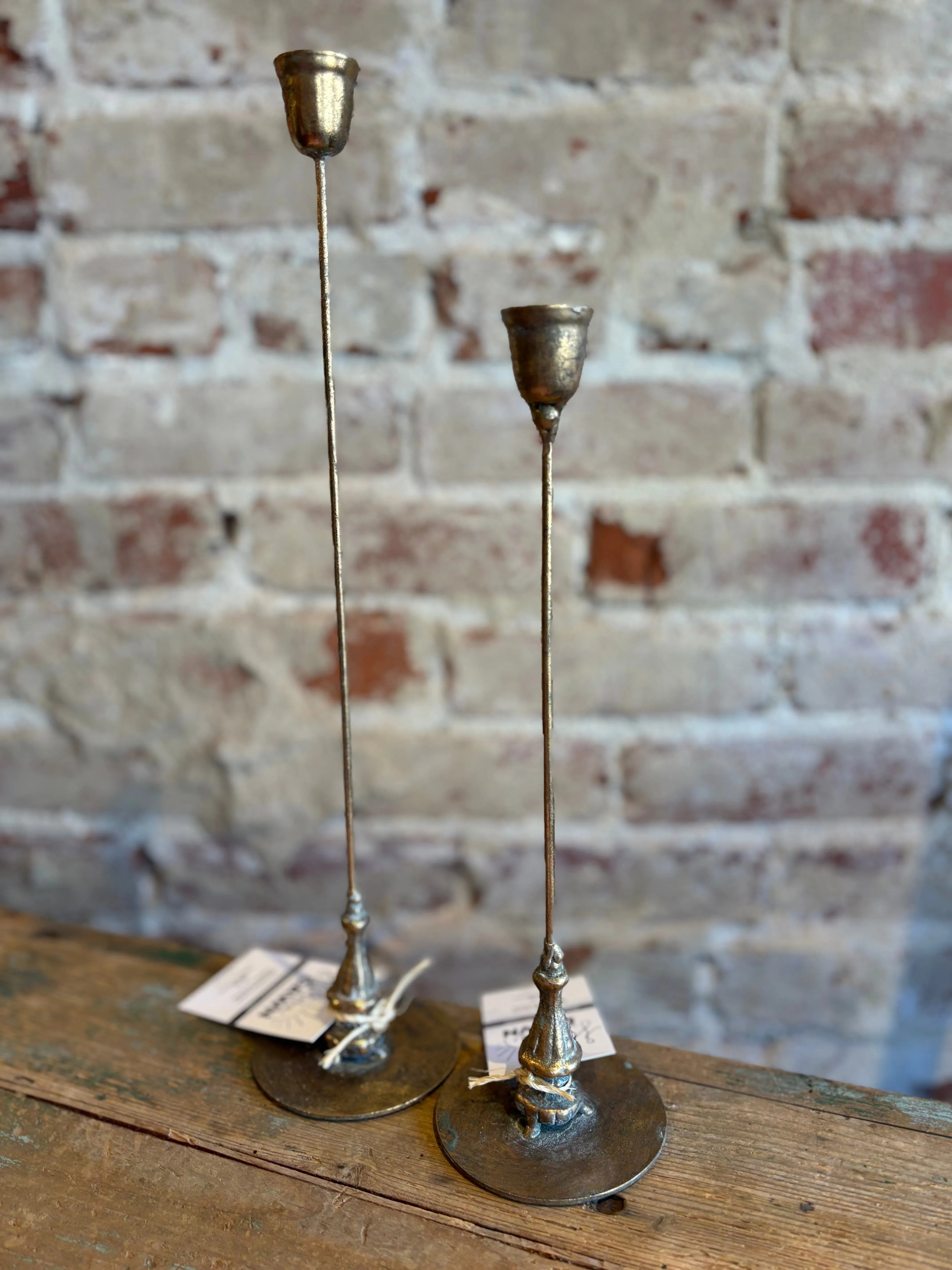 Antique Brass Taper Candle Holder - Small