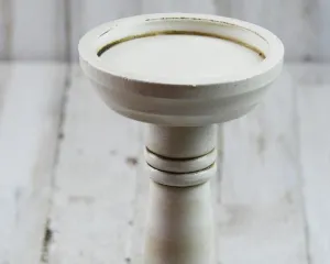 Antique white painted pillar candle holder