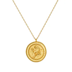 Aquarius Gold Zodiac Coin Necklace
