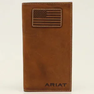 Ariat Brown Flag Patch Rodeo Wallet