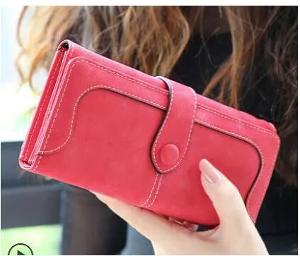 Arrive Fashion Retro Matte Stitching Wallet Women Brand Long Purse Clutch Women Casual Hasp Dollar Price Wallet Handbag