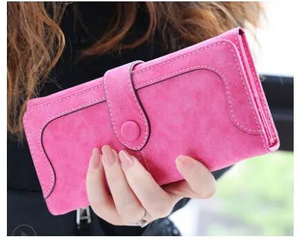 Arrive Fashion Retro Matte Stitching Wallet Women Brand Long Purse Clutch Women Casual Hasp Dollar Price Wallet Handbag