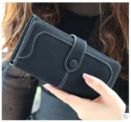 Arrive Fashion Retro Matte Stitching Wallet Women Brand Long Purse Clutch Women Casual Hasp Dollar Price Wallet Handbag