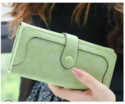 Arrive Fashion Retro Matte Stitching Wallet Women Brand Long Purse Clutch Women Casual Hasp Dollar Price Wallet Handbag