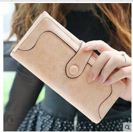 Arrive Fashion Retro Matte Stitching Wallet Women Brand Long Purse Clutch Women Casual Hasp Dollar Price Wallet Handbag