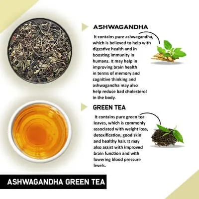 Ashwagandha Green Tea  - Helps with Sugar, Stress, Cholesterol