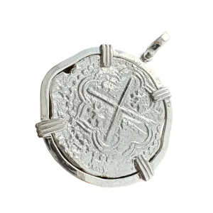 Atocha Re-creation Coin Pendant 4 Reales  Double Prong in Sterling Silver