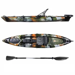 Auklet 12 Foot Single Person Sit On Top Fishing Kayak with SmartTracker Rudder and Aluminum Framed Seat