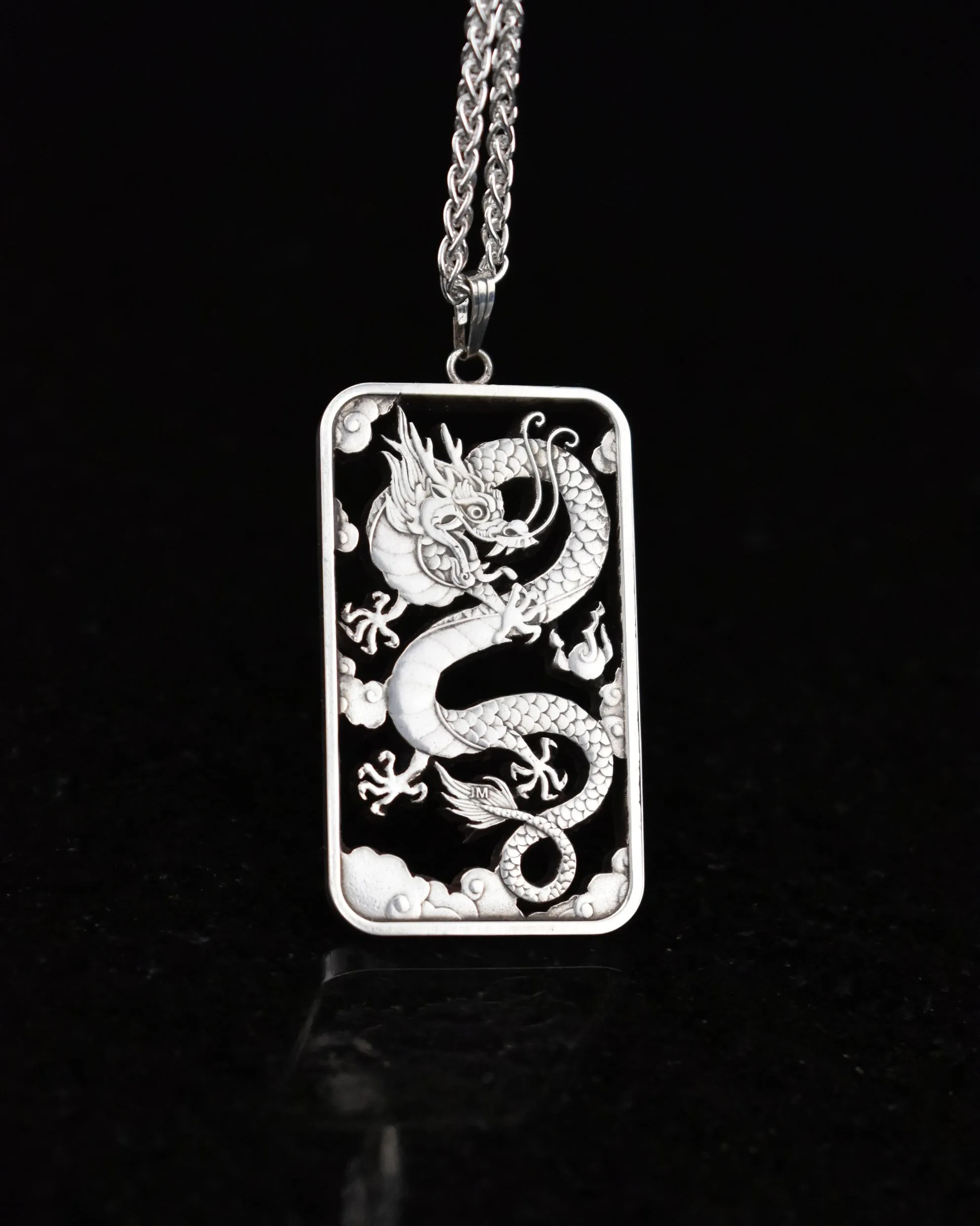 Australia - 2019 Dragon One Dollar Silver Bar Cut Coin Pendant