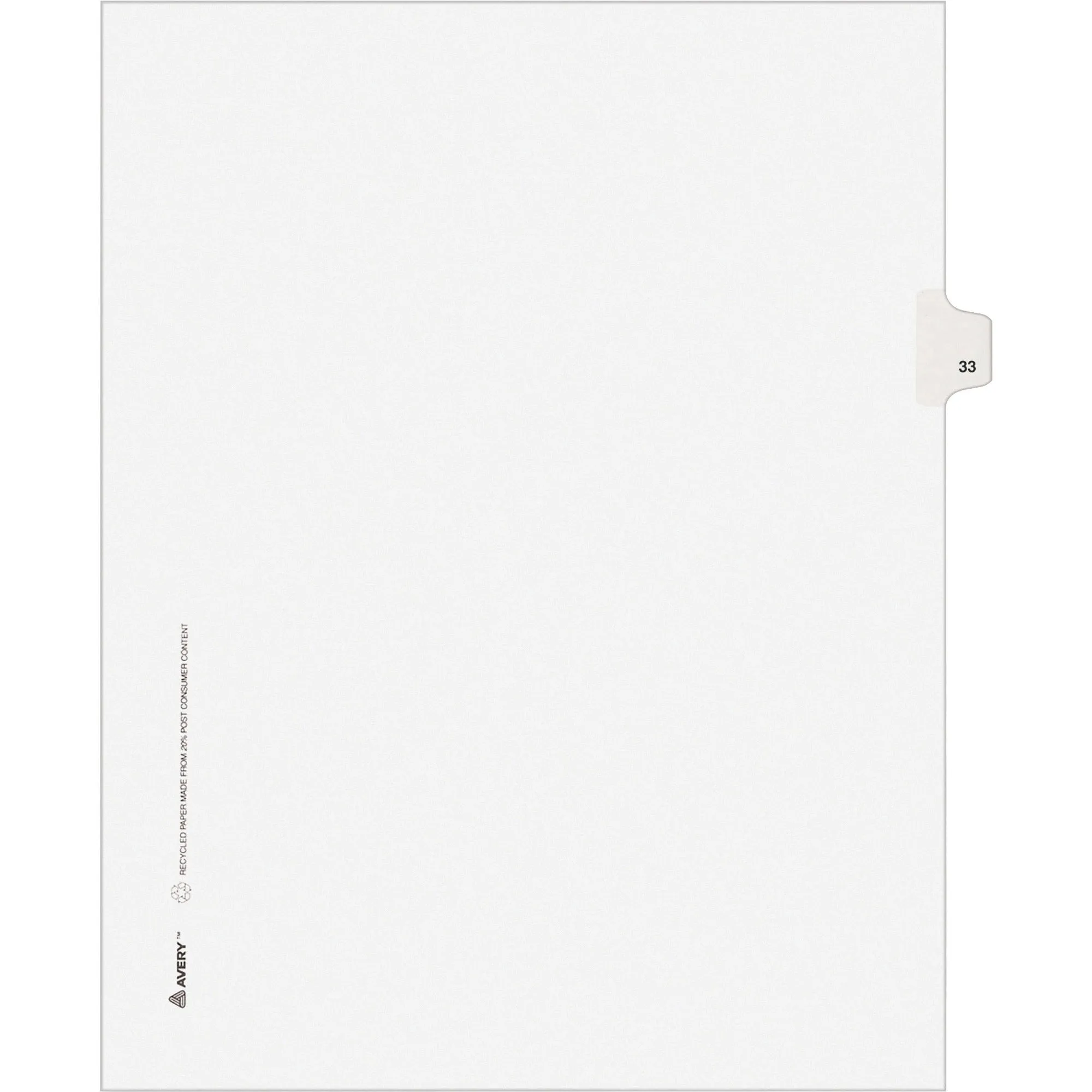 Avery® Individual Legal Dividers Allstate(R) Style, Letter Size, Side Tab #33 (82231)