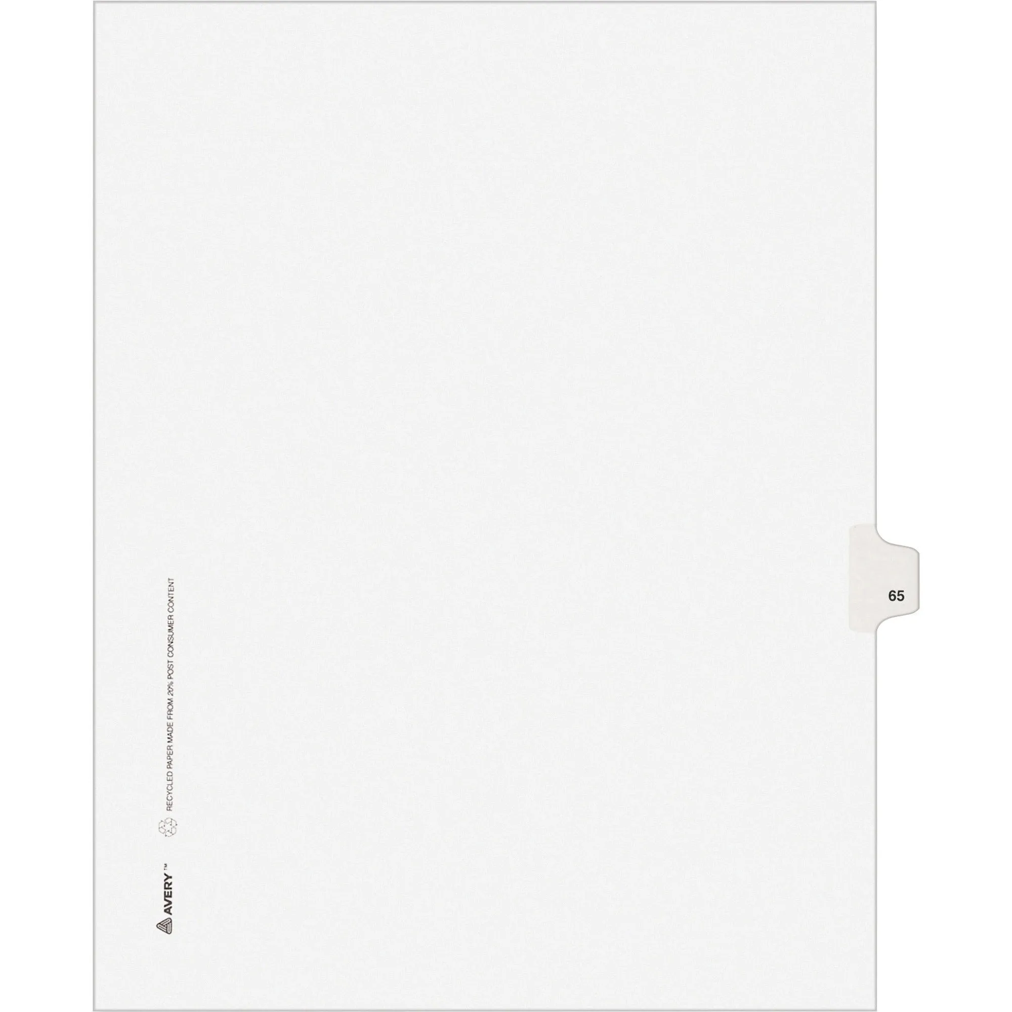 Avery® Individual Legal Dividers Allstate(R) Style, Letter Size, Side Tab #65 (82263)