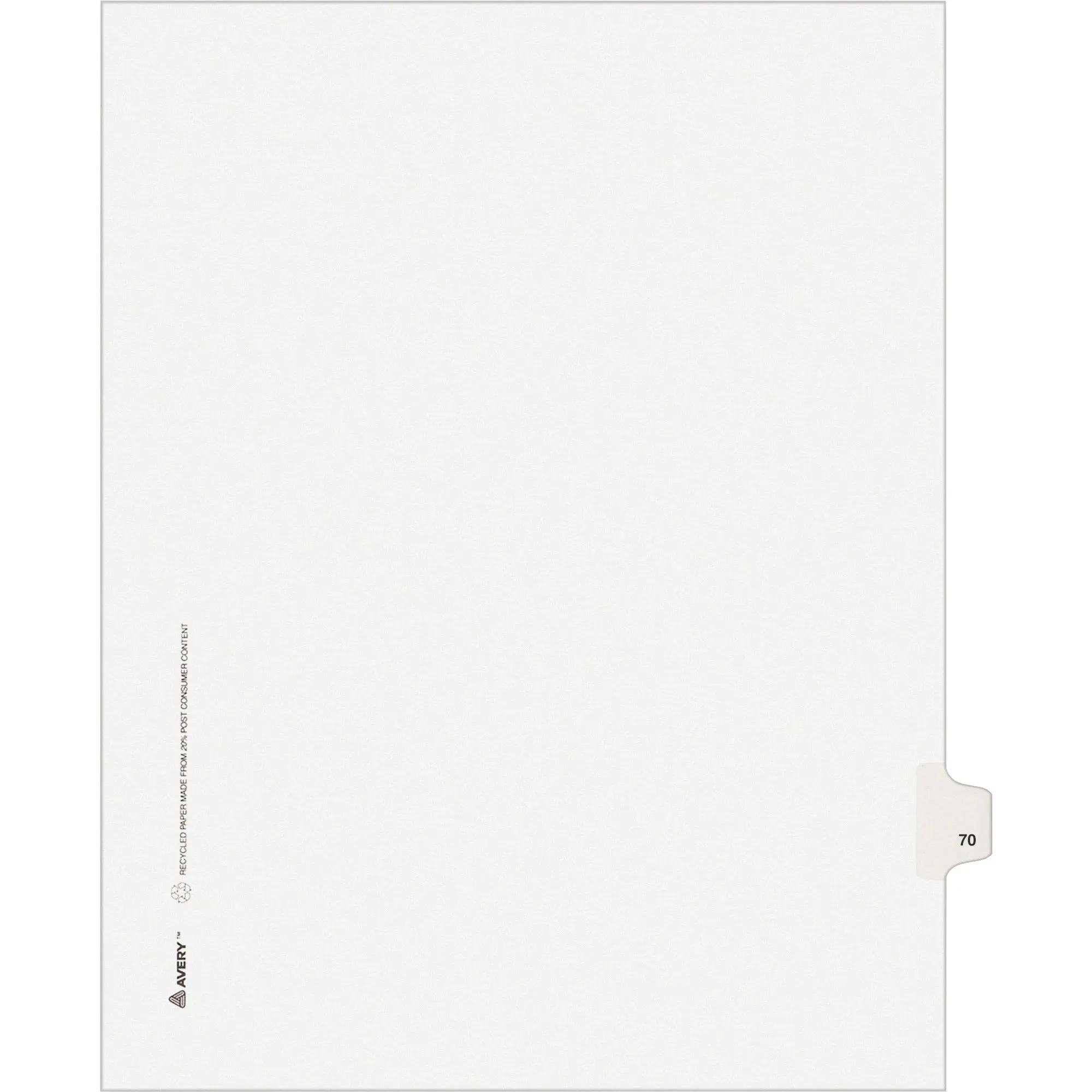 Avery® Individual Legal Dividers Allstate(R) Style, Letter Size, Side Tab #70 (82268)