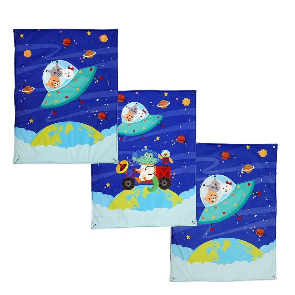 Baby Moo Space 3 Velvet And 1 Waterproof Diaper Changing Sheet Set - Blue