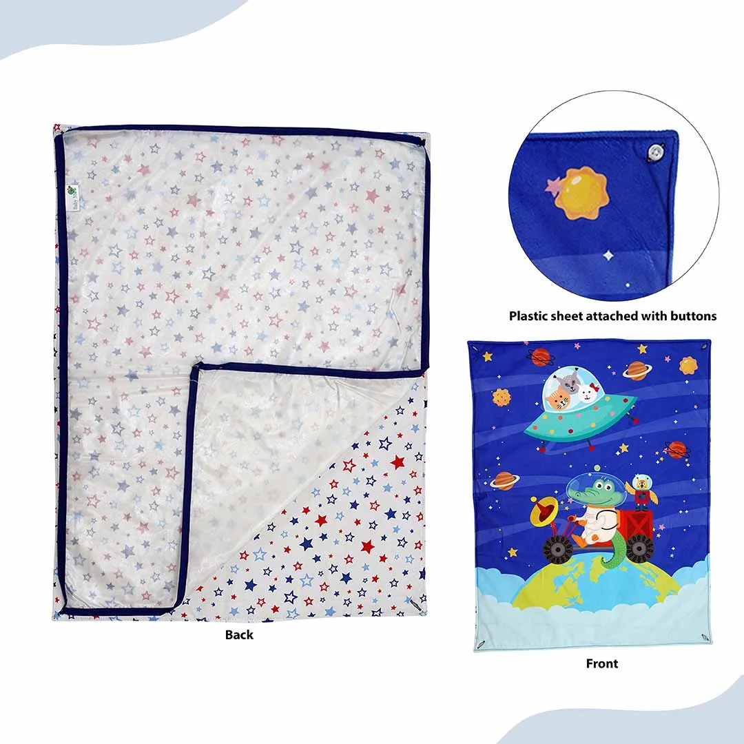 Baby Moo Space 3 Velvet And 1 Waterproof Diaper Changing Sheet Set - Blue